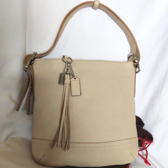 Coach Vintage Pebbled Leather Slim Duffle Convertible Sac in Sand, EUC - Picture 12 of 13